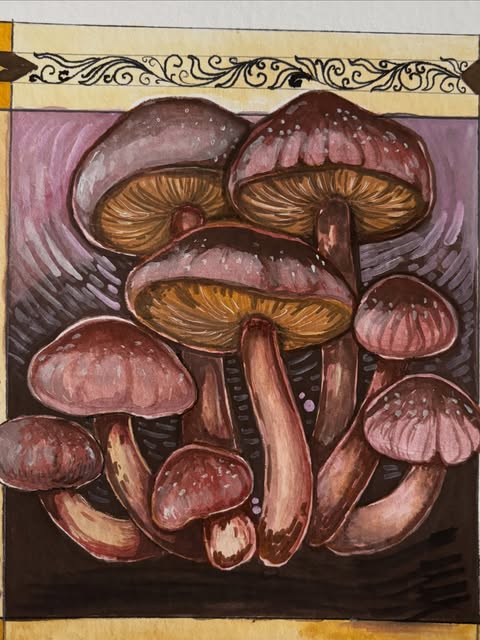 Mushroom Chapel, ink and watercolor